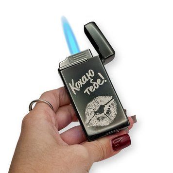 Электрическая USB зажигалка металлическая с газом с гравировкой Люблю тебя! TURBO LazerTAC Черная (214401) 214401 фото