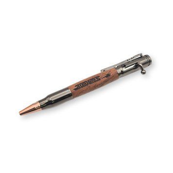 Роскошная металлическая ручка-патрон LazerTAC Bullet Pen с гравировкой "10.06.93" Шариковая Автоматическая Графит/Дерево Черный стержень (147101) + Фирменная упаковка 147101 фото