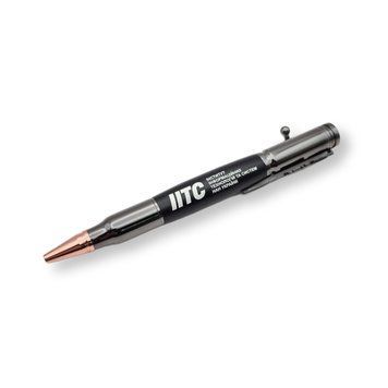Роскошная металлическая ручка-патрон LazerTAC Bullet Pen с гравировкой "ІІТС" Шариковая Автоматическая Графит/Черный Черный стержень (147601) + Фирменная упаковка 147601 фото