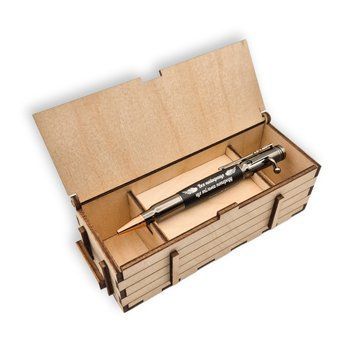 Розкішна металева ручка-патрон LazerTAC Bullet Pen з гравіюванням "Все найкраще ще тільки попереду" Кулькова Автоматична Графіт/Чорний Чорний стержень (146701) + Фірмове пакування "Армійський ящик" 146701 фото