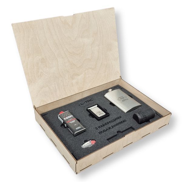 Подарочный набор для мужчины 6 в 1 с флягой и бензиновой зажигалкой Zippo с гравировкой от LazerTAC (арт. 210501) 210501 фото