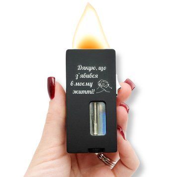 Електрична USB запальничка металева з газом з гравіюванням "Дякую, що з'явився в моєму житті!" 33805 LazerTAC Чорна (209101) 209101 фото