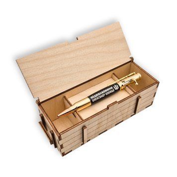 Розкішна металева ручка-патрон LazerTAC Bullet Pen з індивідуальним гравіюванням Кулькова Автоматична Золото/Чорний Чорний стержень (144701) + Фірмове пакування "Армійський ящик" 144701 фото