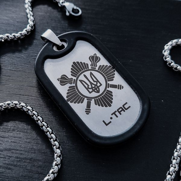 Жетон ЗСУ з нержавіючої сталі з ланцюжком. Жетон 50х28 мм для військового ЗСУ. Ланцюжок у подарунок. LazerTAC Нержавіюча сталь, З одного боку, Без гумового бампера (30101) 30101 фото