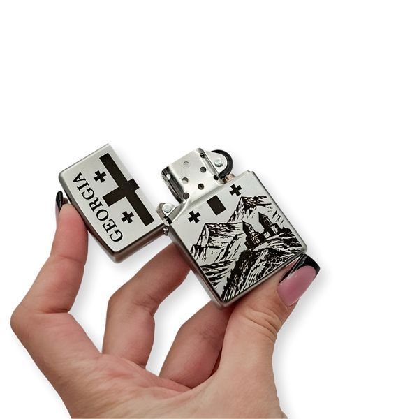Бензиновая зажигалка Zippo с гравировкой Georgia LazerTAC ZIPPO 205 REG SATIN CHROME (228101) 228101 фото