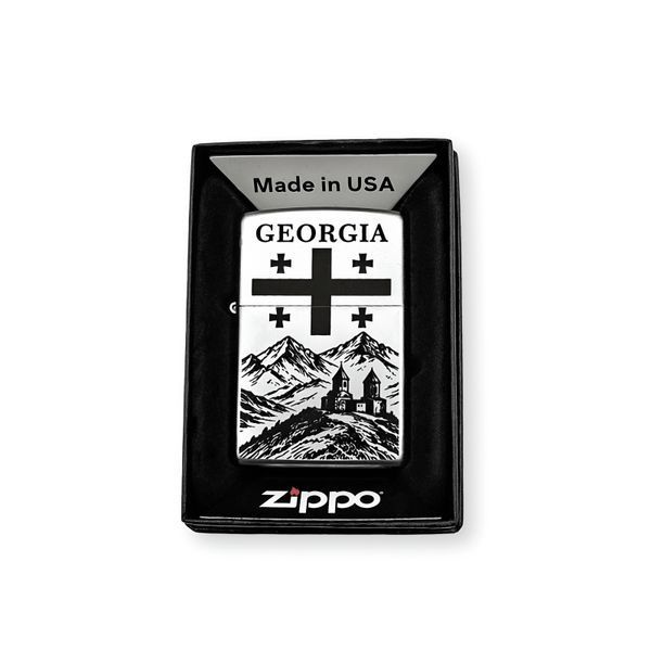 Бензиновая зажигалка Zippo с гравировкой Georgia LazerTAC ZIPPO 205 REG SATIN CHROME (228101) 228101 фото