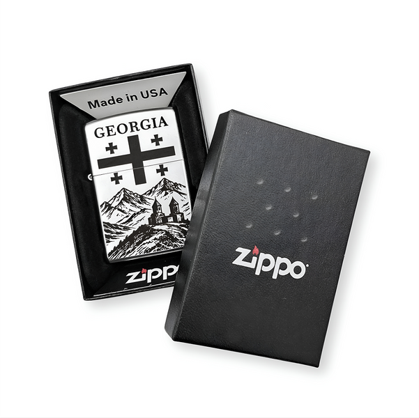 Бензиновая зажигалка Zippo с гравировкой Georgia LazerTAC ZIPPO 205 REG SATIN CHROME (228101) 228101 фото